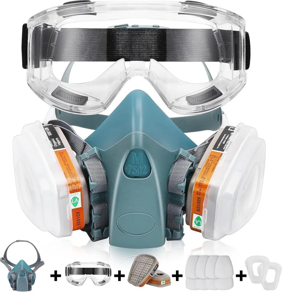 Kit masque chimique filtrant 8 cotons et lunettes de protection G50