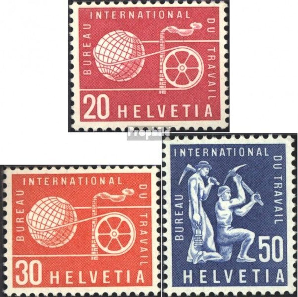 Briefmarken Schweiz 1960 Mi ILO100-ILO102 (kompl.Ausg.) Produktbild 