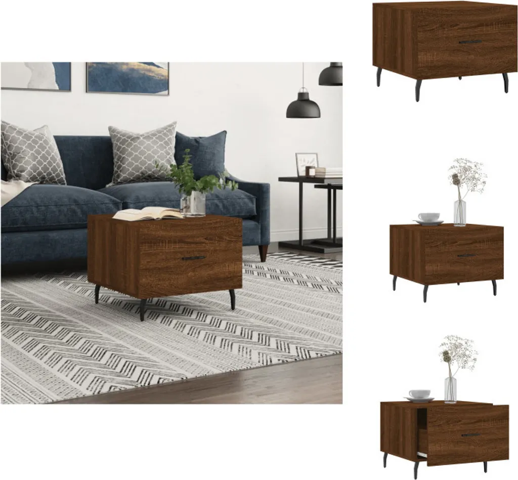 Tavolino Basso vidaXL 50x50x40 cm Rovere Marrone - Prezzo Top