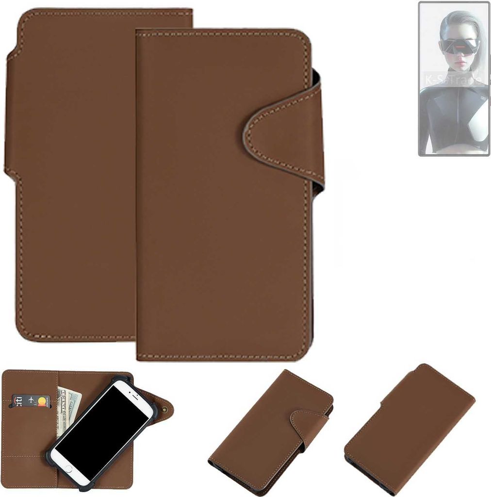 K-S-Trade Schutzhülle Klapphülle Kunstleder kompatibel mit Nubia Red Magic 9S Pro+ braun Handy Hülle Wallet Case