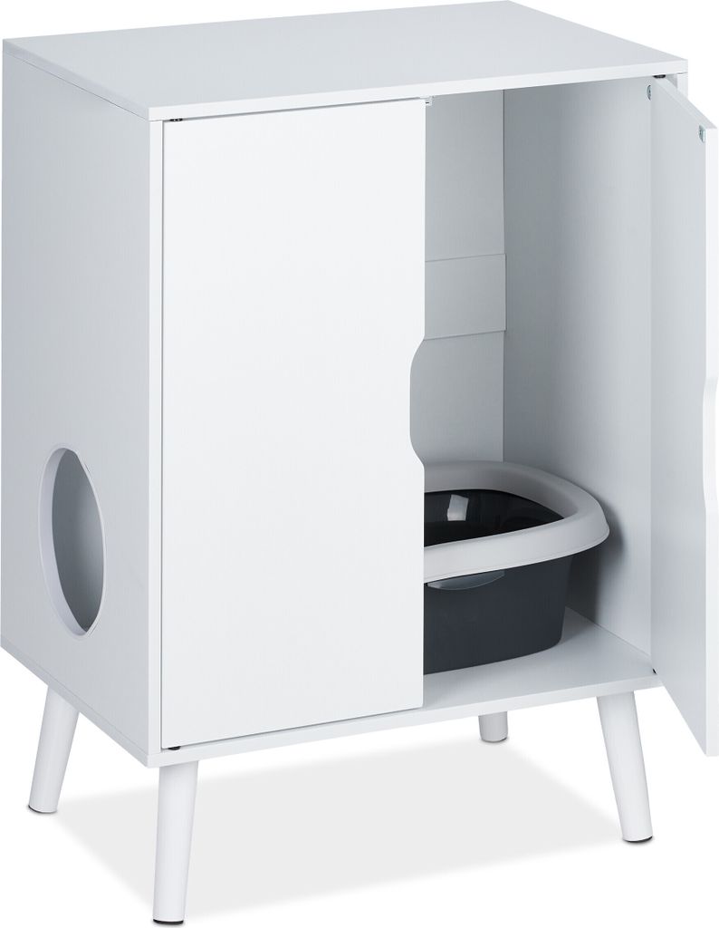 Relaxdays Katzenschrank für Katzentoilette, 2 Türen, Produktbild 