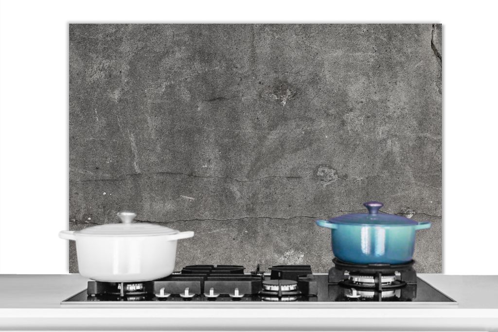 KitchenYeah Spritzschutz Küche - Küchenrückwand - Wandschutz für Herd und Spüle - Beton - Wand - Zement 100x65 - Alu-Dibond (Alternative zu...