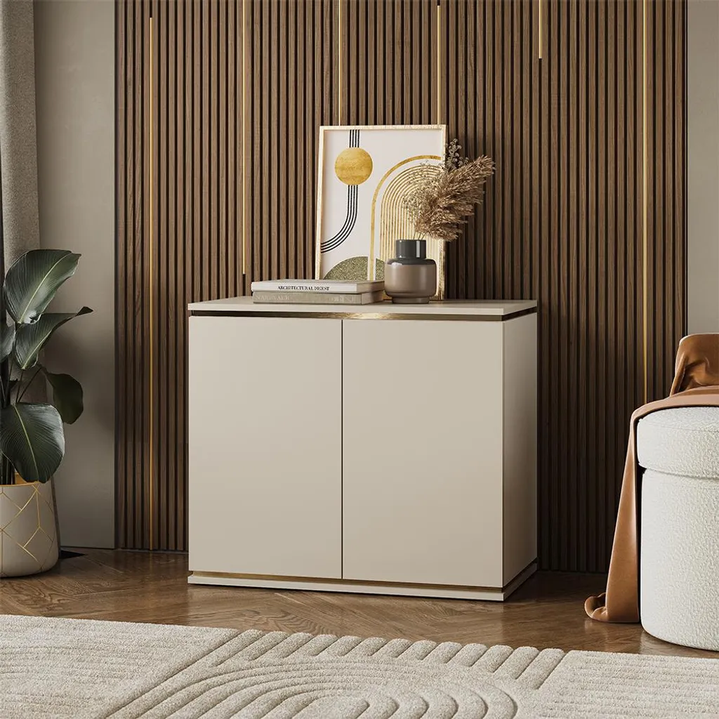 Commode Vicco Linette Cachemire 80x70cm avec 4 compartiments - Modèle 57964 - 4