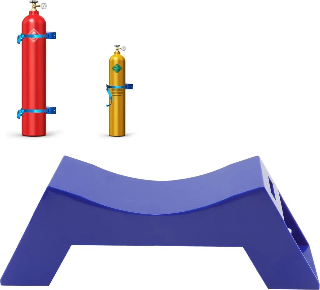Support Propane Mural Bleu avec Sangle de Sécurité et Fixation Vis