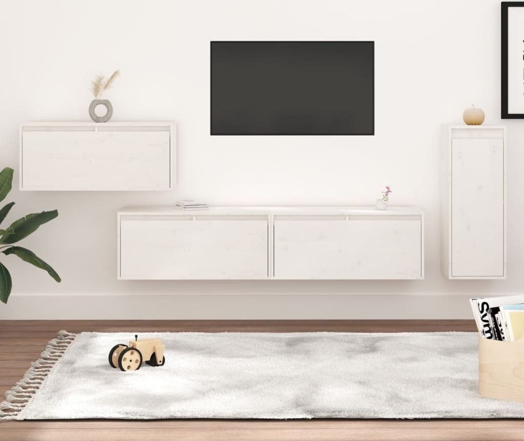 Maison Exclusive - TV-Schränke 4 Stk. Weiß Massivholz Kiefer