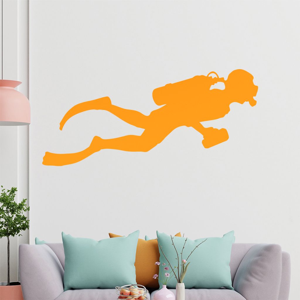 KIWISTAR Taucher Silhouette mit Druckluftflasche Wandtattoo in 6 Größen - Wandaufkleber Wall Sticker - Dekoration, Küche, Wohnzimmer, Schlafzimm...