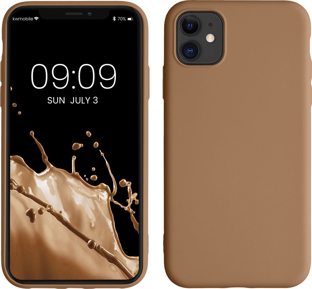 kwmobile Hülle kompatibel mit Apple iPhone 11 Hülle - gummierte TPU Silikon Handyhülle - Schutzhülle für kabelloses Laden - Case in Cappuccino