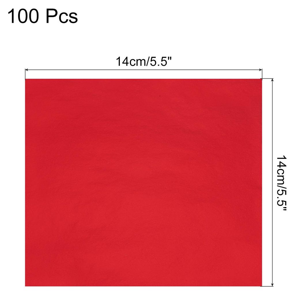 100 Stš¹ck Blattgoldbl?tter 5,5" x 5,5" Imitationsgoldfolienbl?tter fš¹r Basteln, Bilderrahmen, Skulpturen, N?gel und DIY-Kunstdekoration, Rot