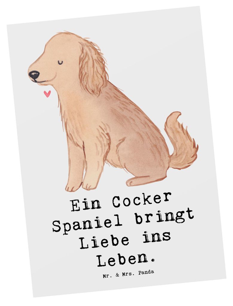 Mr. & Mrs. Panda Postkarte Liebe Cocker Spaniel - Weiß - Geschenk, Hunderassen Eigenschaften, Ansichtskarten, wunderschönes Fell, Hunde Zuneigung...