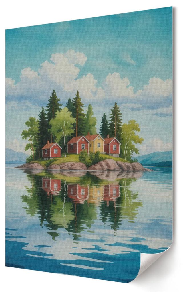 Inselidylle- Kunstdruck A2 (42x59 cm) - Dekorativ, rustikal, klassisch- Wandbild für Wohnzimmer Schlafzimmer & Flur, Modernes Poster Wanddeko, Ung...