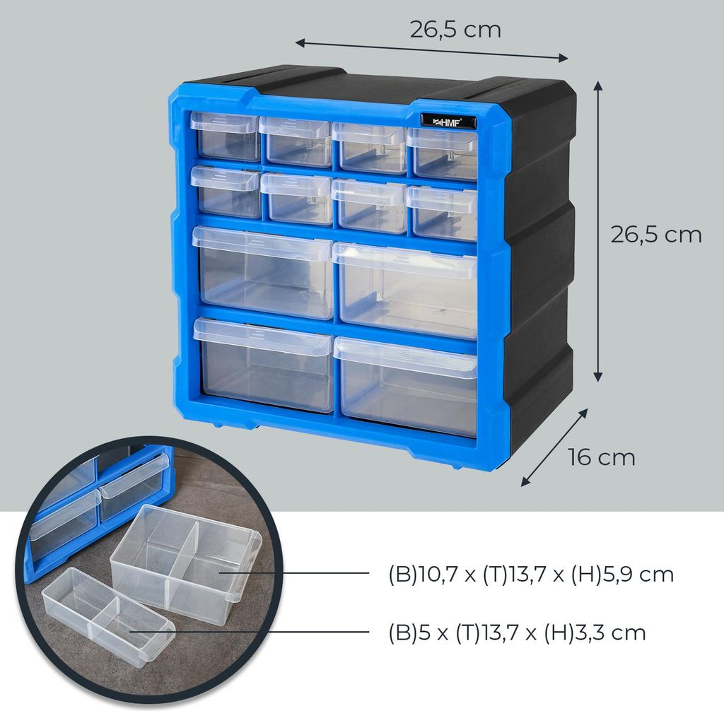 Boxer Sortierbox Mit 22 Transparenten Schubladen – Für Schrauben, Nägel & Co. – Stapelbar & Wandmontierbar – 25 X