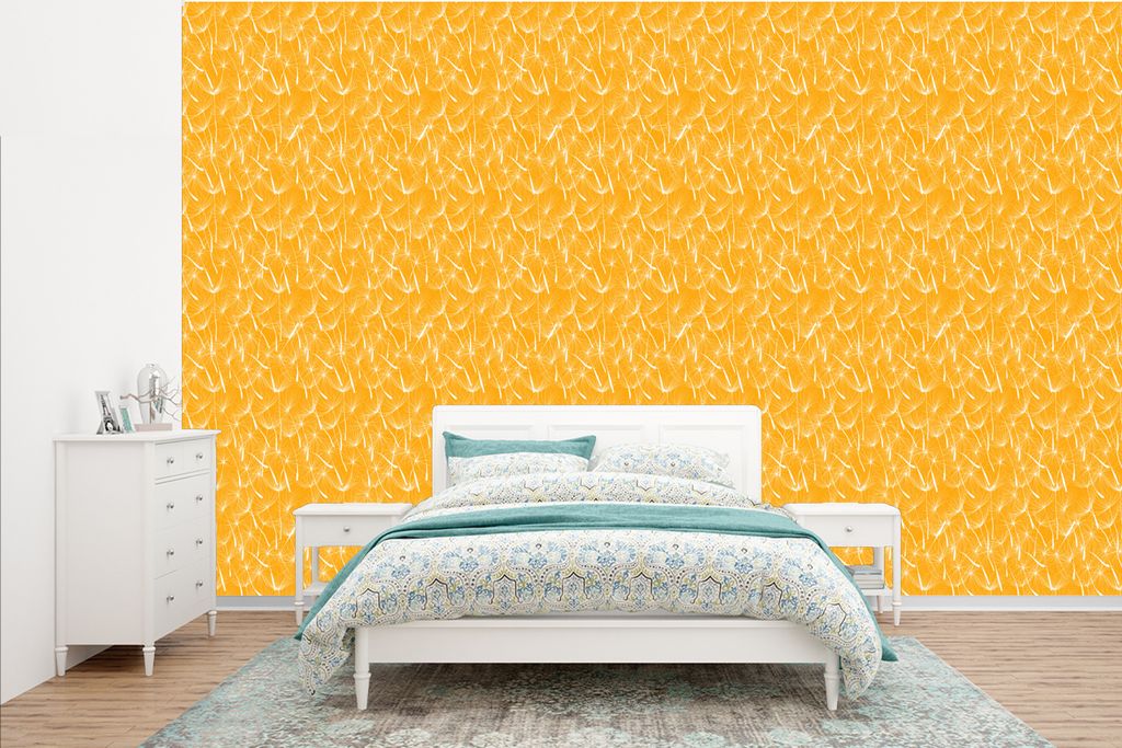 MuchoWow Fototapete für Wohnzimmer oder Schlafzimmer Wandtapete Vinyl Motivtapete Löwenzahn - Orange - Blumen - Sommer - 385x240 cm - Schlafzim...