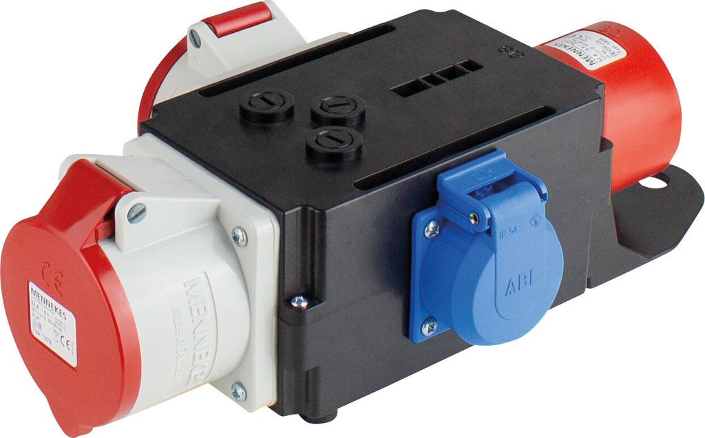 as-Schwabe MIXO Adapter Stromverteiler 400V 32A CEE auf 2x CEE & 1x Schuko IP44