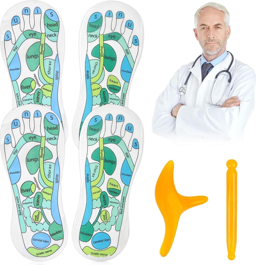 Reflexzonen-Massagesocken - 2 Paar - Fußmassagesocken mit Akupressurwerkzeug - Reflexologie-Sockset - Druckpunksocken für Fußreflexzonen - Massa...