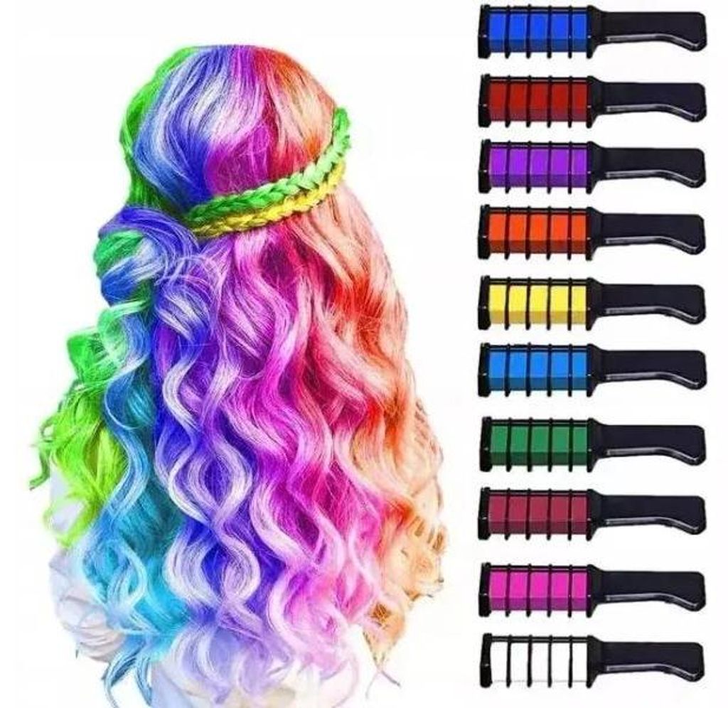 Haarkreide Set 10 Farben temporäre Haarfarbe sicher für Kinder & Erwachsene