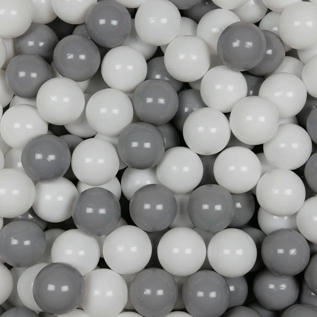 Balles de jeu ø7cm résistantes 50 pièces blanc et gris pour aire de jeux