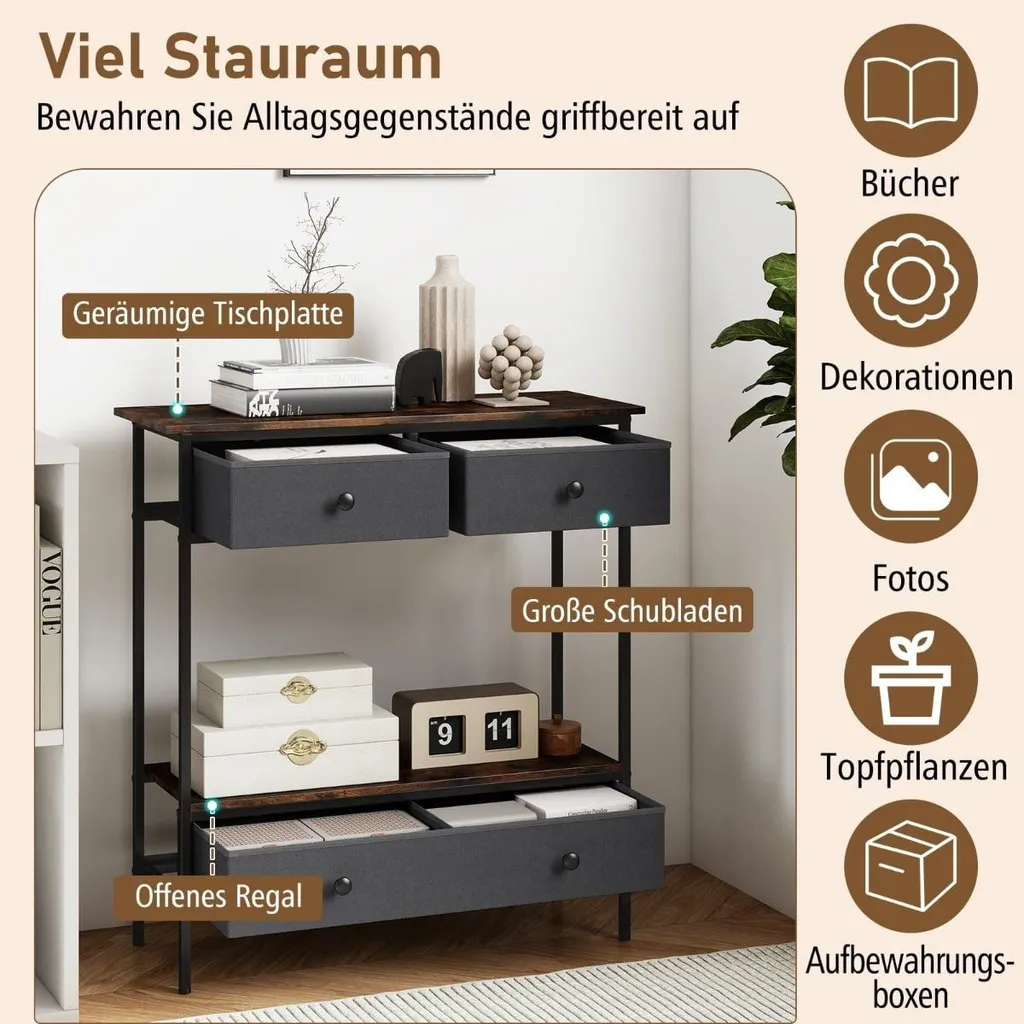Table d'appoint stable avec tiroirs pour organiser un petit espace