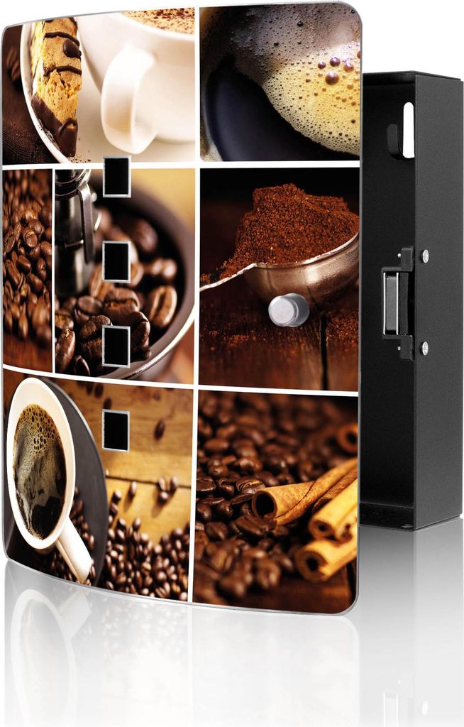 banjado Design Schlüsselkasten aus Edelstahl für 10 Schlüssel, Schlüsselschrank 24 x 21,5 x 7cm groß mit Magnetverschluss, Kaffee&Schokolade [...
