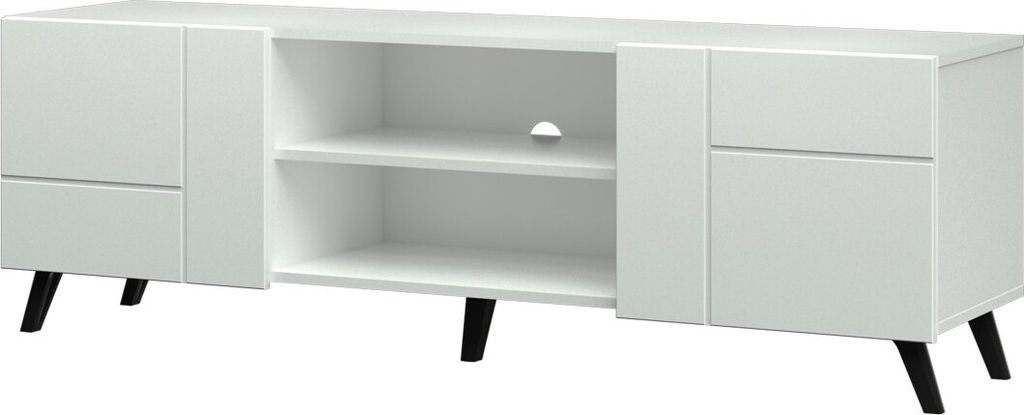 Fernsehschrank Diverse DV2 Sideboard 160x62x42 cm Gefräste Front 2 Türen Tv-Lowboard Weiß/Weiß/Muster 1