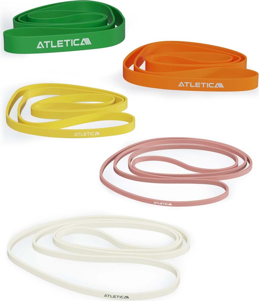 ATLETICA 5 Widerstandsbänder | Light Set 8 - 45kg | Set aus 5 Widerstandsbändern mit 8 - 45kg Widerstand | 100% Kautschuk