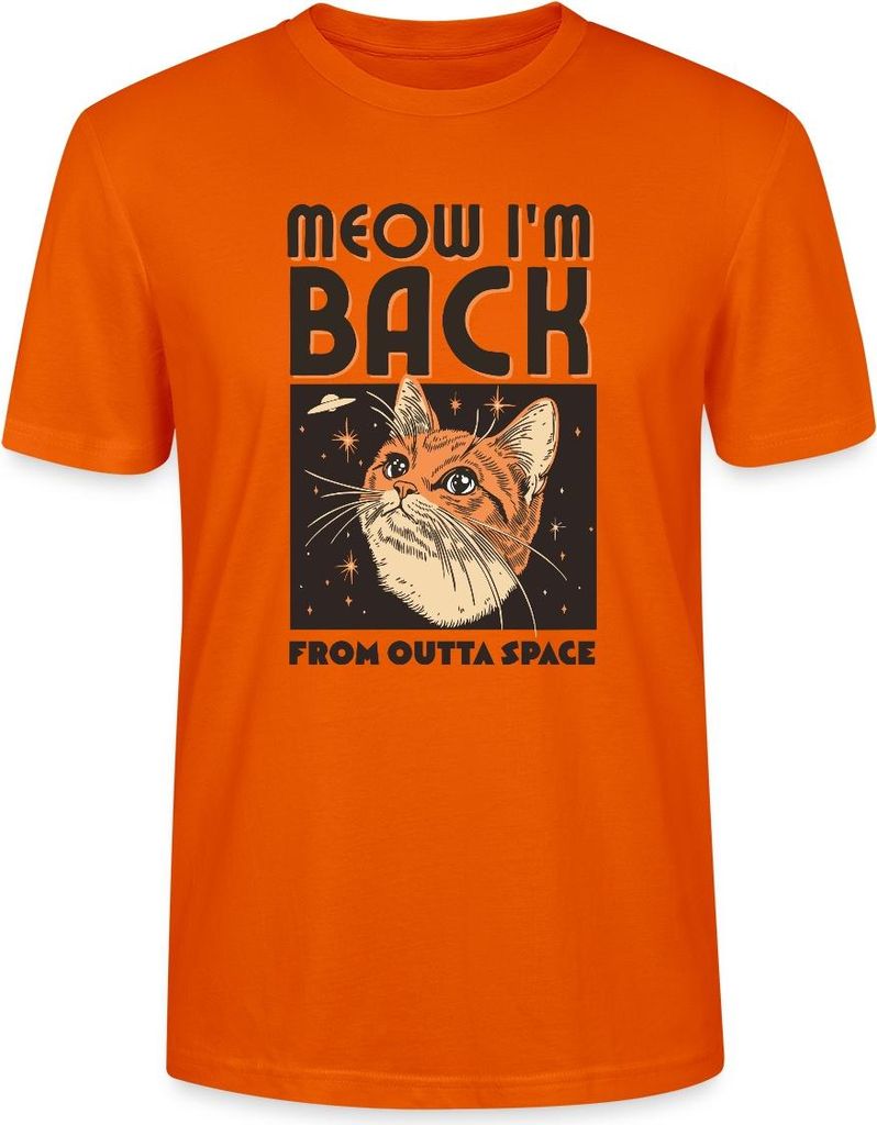 Spreadshirt Lustiges Weltraum Katzen Motiv Uni Bio T-Shirt, XS, Tieforange