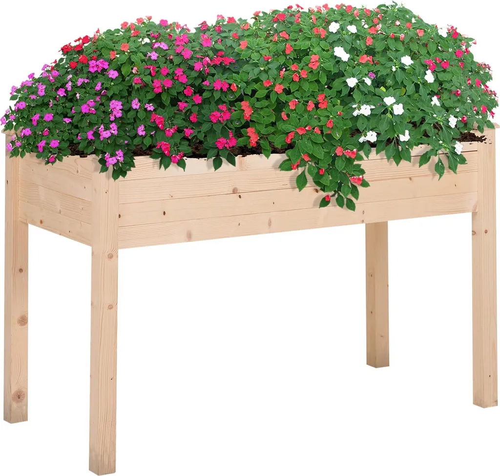 Potager de balcon surélevé pour herbes aromatiques - Bois 122x56x76 cm