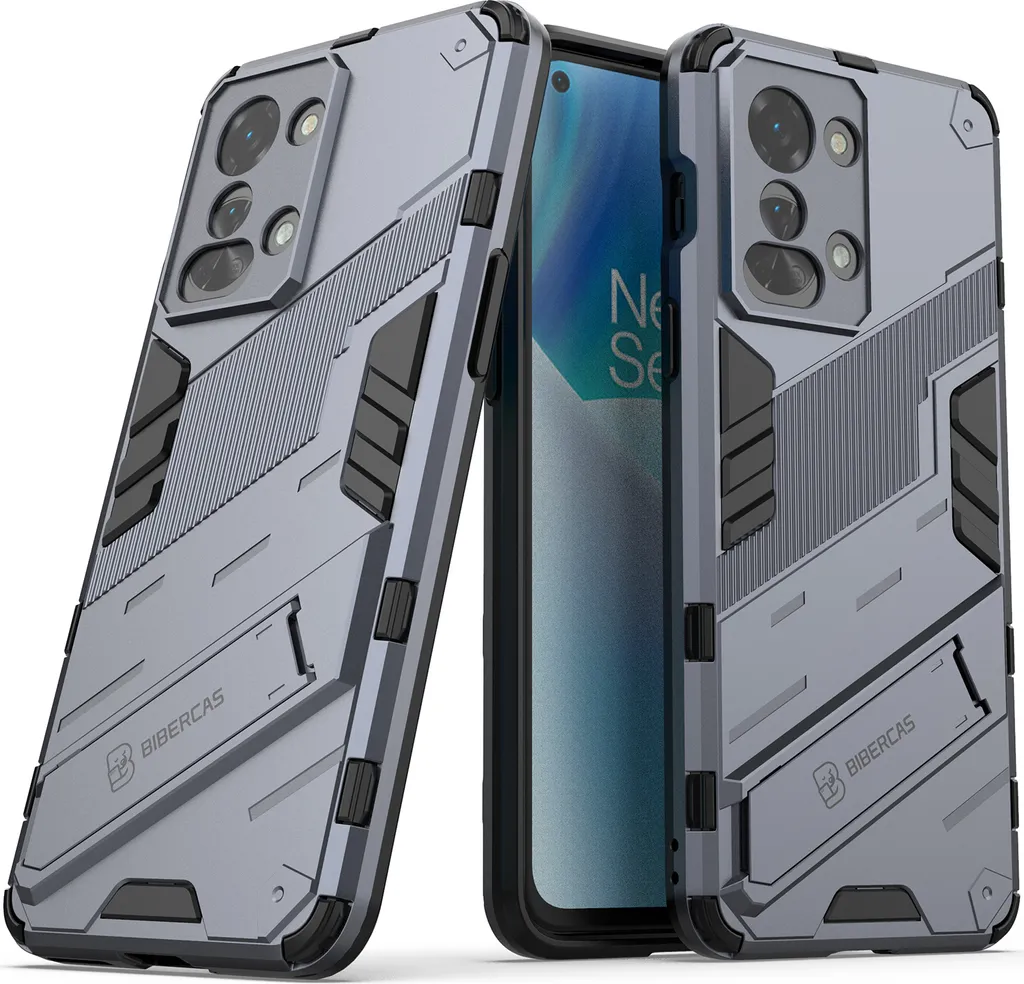 Miglior Cover OnePlus Nord 2T Ibrida - Stand & Antiurto Grigio