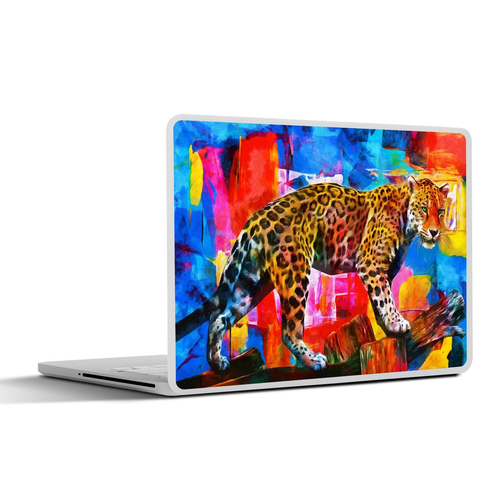 MuchoWow Laptop Aufkleber Sticker Cover Malerei - Panther - Ölfarbe - Farben - Tiere 25x18 cm - Laptop-Deko