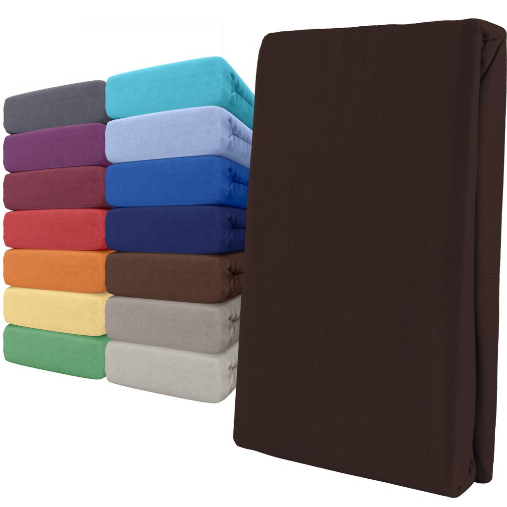 Spannbettlaken Jersey 180-200x200 Braun 100% Baumwolle Produktbild 