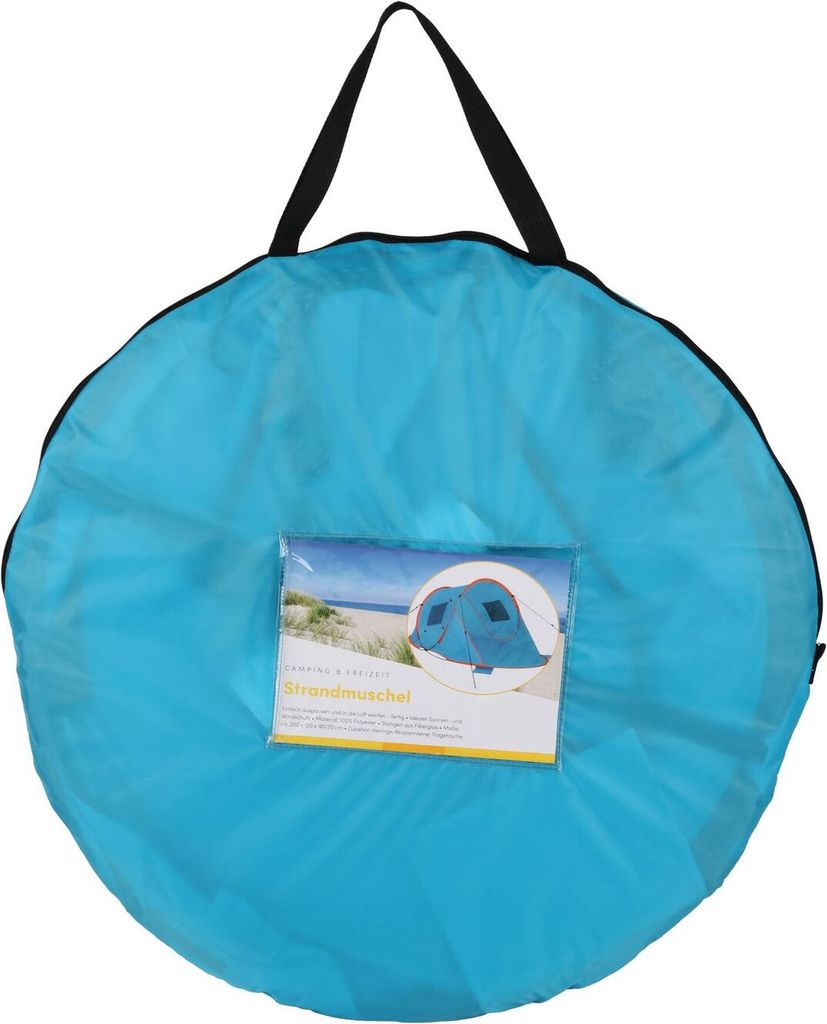Strandmuschel Windschutz Sonnenschutz Sichtschutz Strandzelt Pop-Up-Zelt blau Sonnenunterstand Schutzmuschel Sonnenmuschel, Variante:Lang-Blau