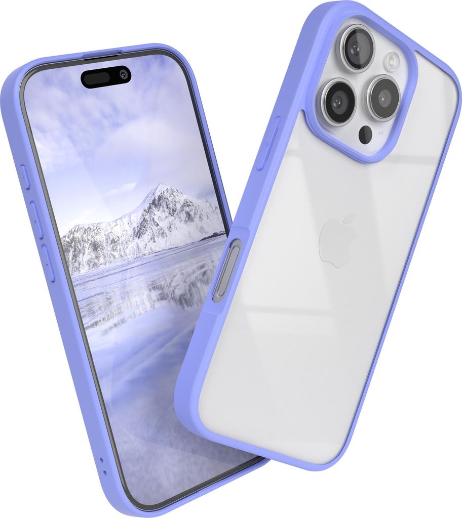 EAZY CASE Clear Hybrid Bumper Hülle für Apple iPhone 16 Pro, Handyhülle stoßfest mit Kameraschutz, Handycase dünn in Blau