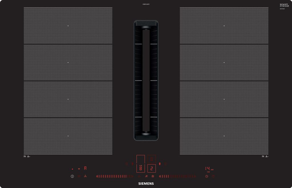 Siemens EX801LX67E iQ700 Induktionskochfeld mit Dunstabzug, 80cm flächenbündig, autark