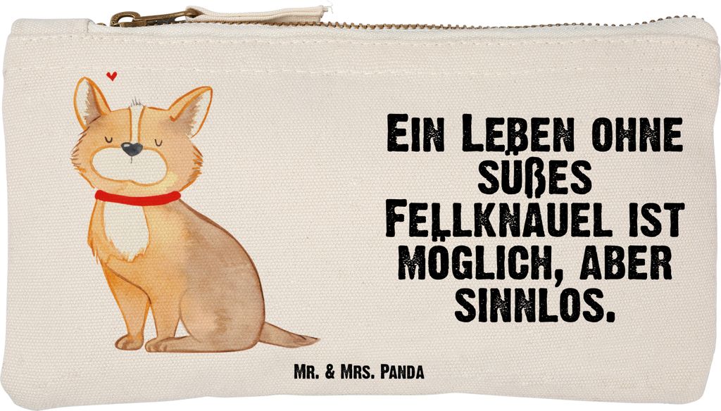 Mr. & Mrs. Panda Schlampermäppchen Hund Glück Größe S Klein - Weiß - Geschenk, Kosmetiktasche, Mäppchen, Süß, Sprüche, Make-Up Tasche, Etu...