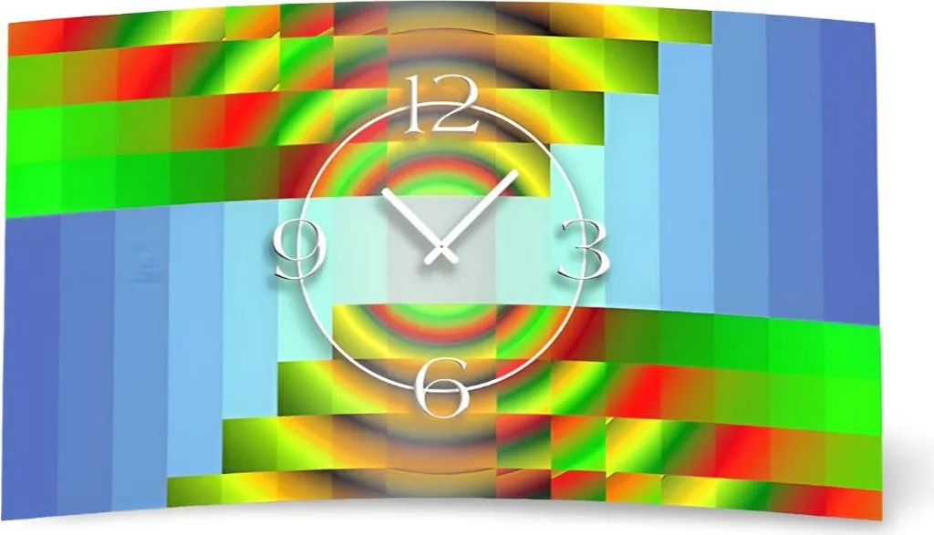 Horloge murale design calme sans tic-tac bleu vert dixtime 3D-0192