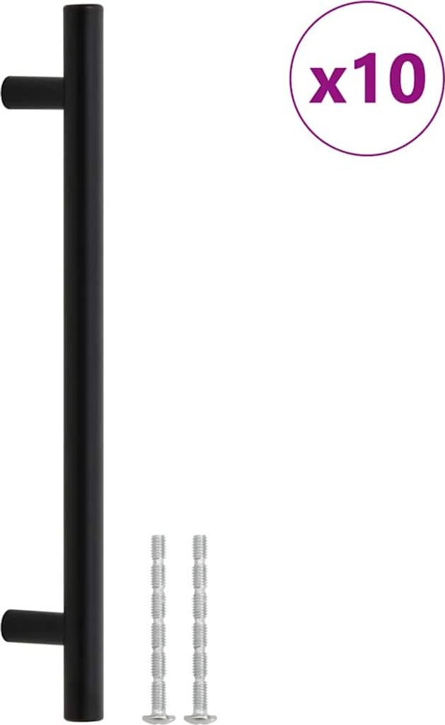 vidaXL Poignées de meubles 10 pcs. noir 160 mm acier Image du produit 