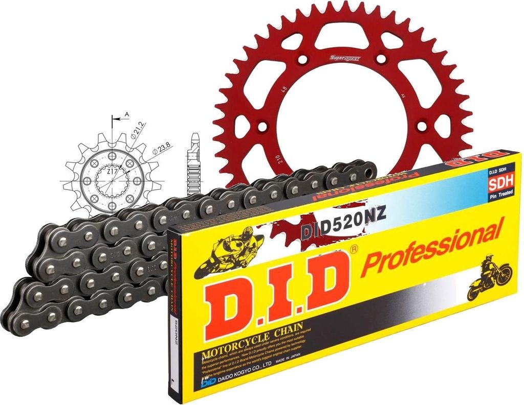 Kit Alu (rot) passend für Honda CRF450 R 04-08 13-48-114 DID520NZ Clip