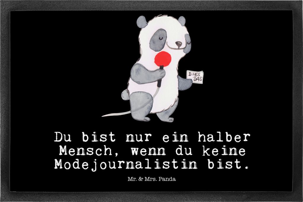 Mr. & Mrs. Panda fußmatte Modejournalistin Herz 50 x 75 cm - Schwarz - Geschenk, Lustig, Fußabtreter, Witzig, Studium, Schuhabstreifer, Ausbildun...