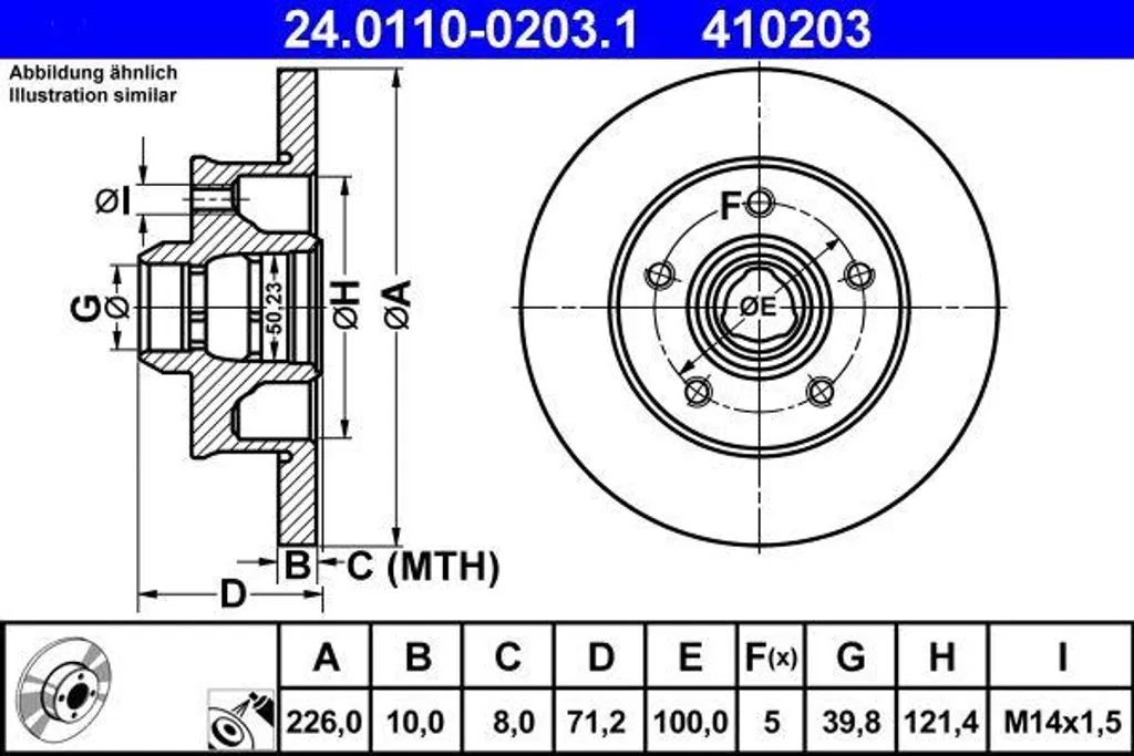 Disque de frein remplacement origine pour VW Corrado et Golf 3 ATE 24.0110