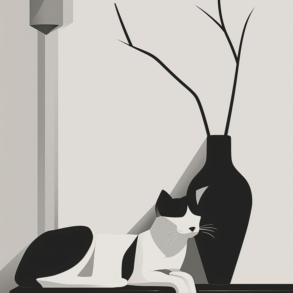 Poster 20x20cm Katze in Grautönen