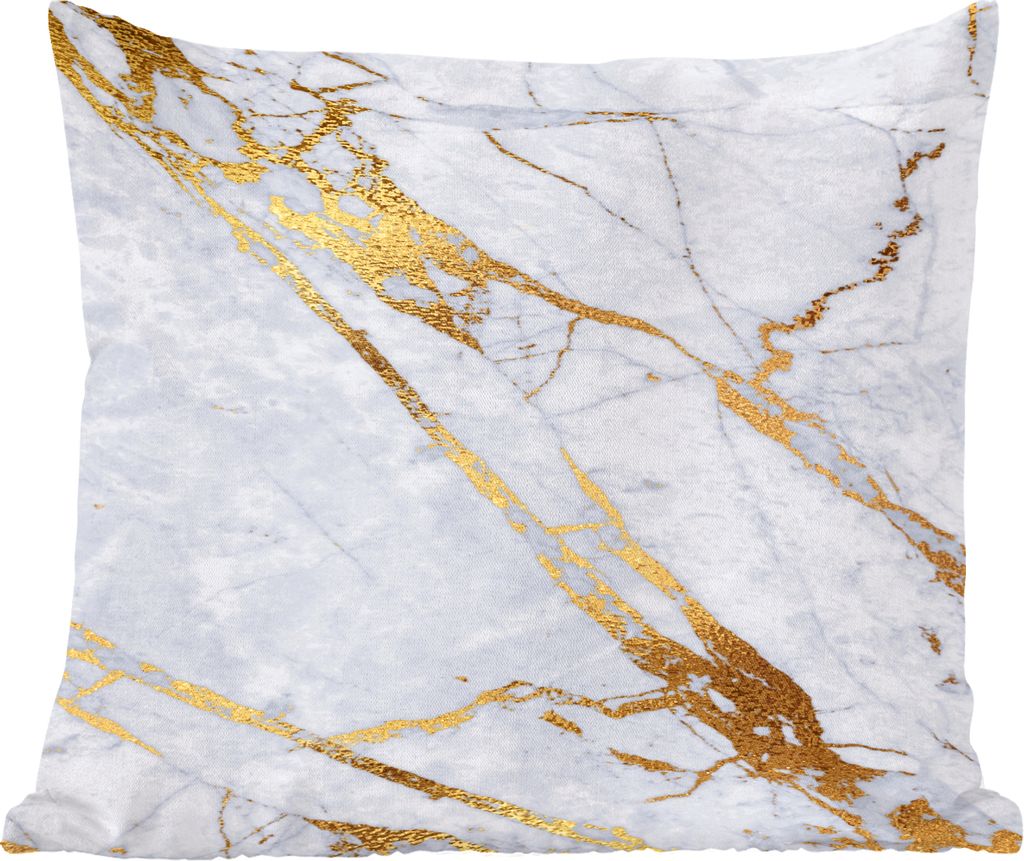 MuchoWow Zierkissen Sofakissen Wohnzimmer Dekokissen 45x45 cm Marmor - Weiß - Gold - Schlafpolster - Polster für das Sofa