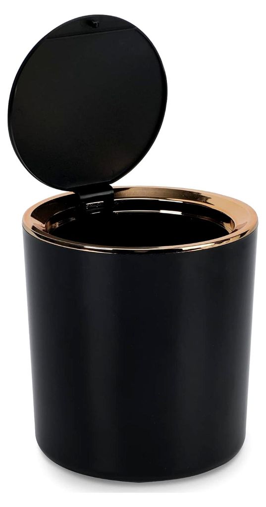 Tischmülleimer mit Deckel, Kunststoff, Mini, Klein, für Küche, Schlafzimmer, Bad, Schreibtisch, 14,3 * 15 cm (Schwarz)