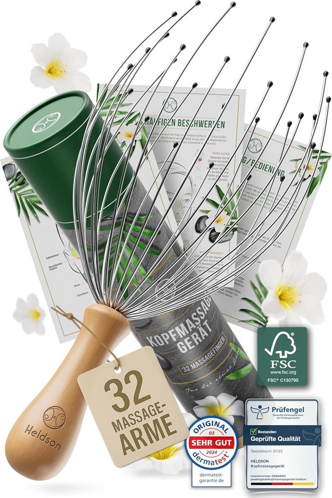 Kopfhautbürste - Kopfhautmassage Premium mit 28 Fingern -100% - Kopfmassagegerät - Haarmassage - Kopfkrümmung - Kopfmassage - Kopfmassagegerät ...