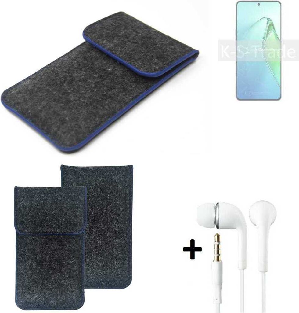 K-S-Trade Handy Schutz Hülle kompatibel mit Oppo Reno8 Pro+ Schutzhülle Handyhülle Filztasche Pouch Tasche Case Sleeve Filzhülle dunkelgrau,