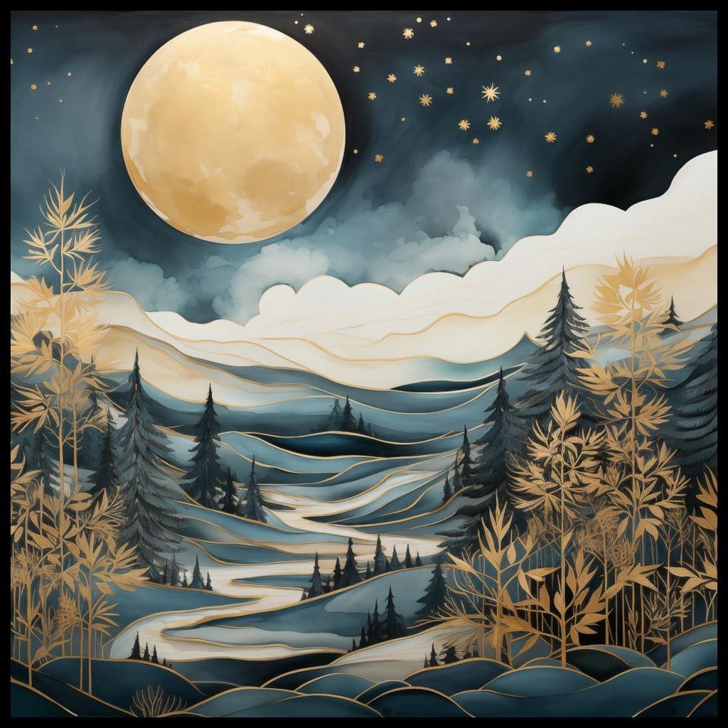 Plakat 100x100cm Flüstern des Nachwaldes