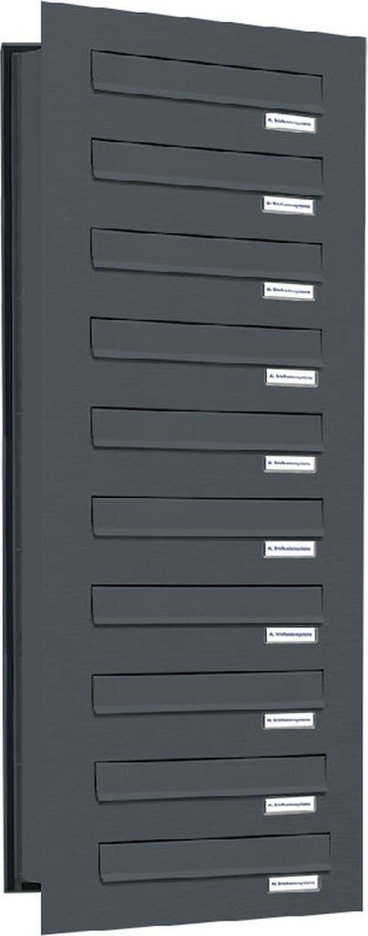 10er Briefkastenanlage für Mauerdurchwurf RAL 7016 Anthrazit