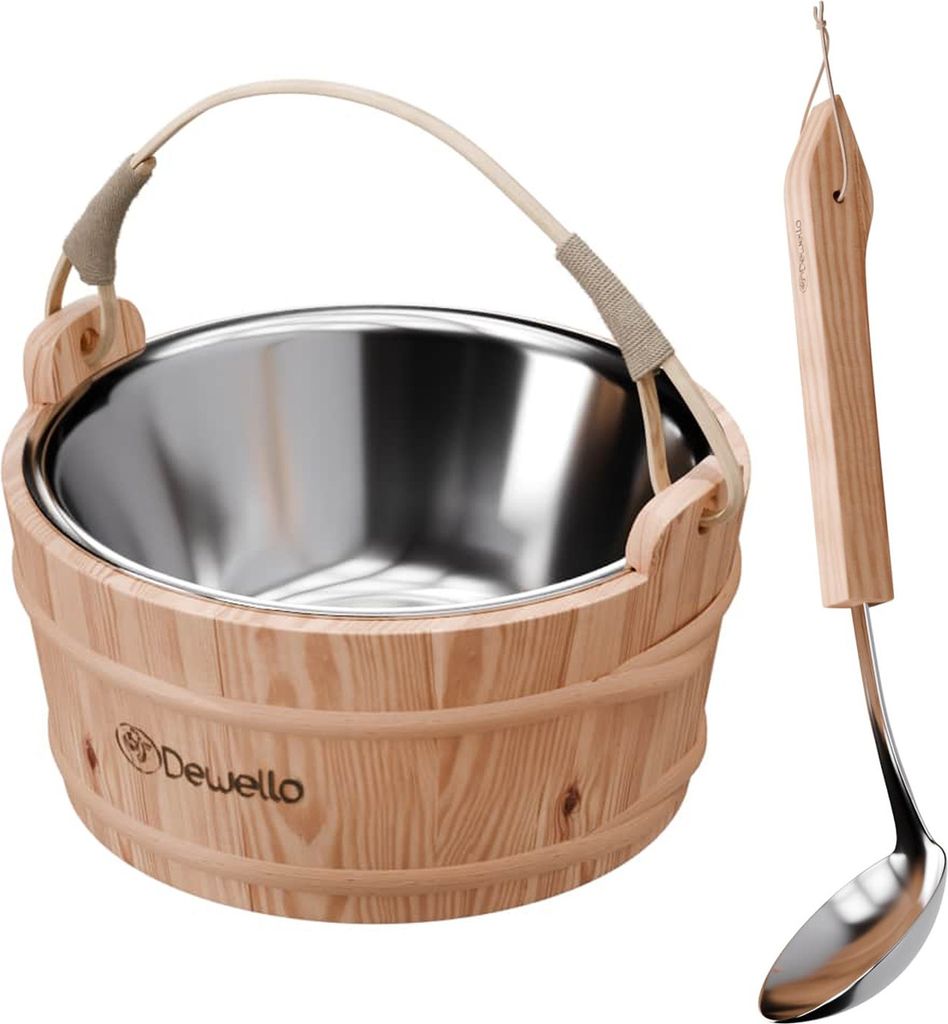 Dewello® Saunaeimer inkl. Kelle mit Edelstahleinsatz, Produktbild 