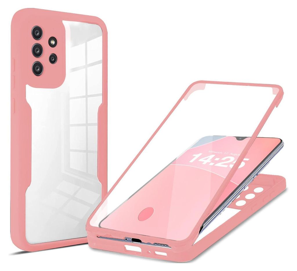 360 Grad Rundum Schutz Handyhülle für Samsung Galaxy A52 / A52 5G / A52s 5G Full Cover Vollschutz Case Farbe: Rose