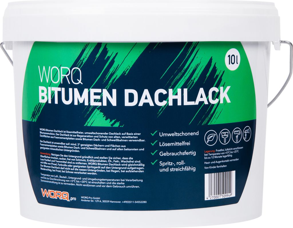 Worq Bitumen Dachlack & Isolieranstrich Bitumenanstrich Dach Abdichten