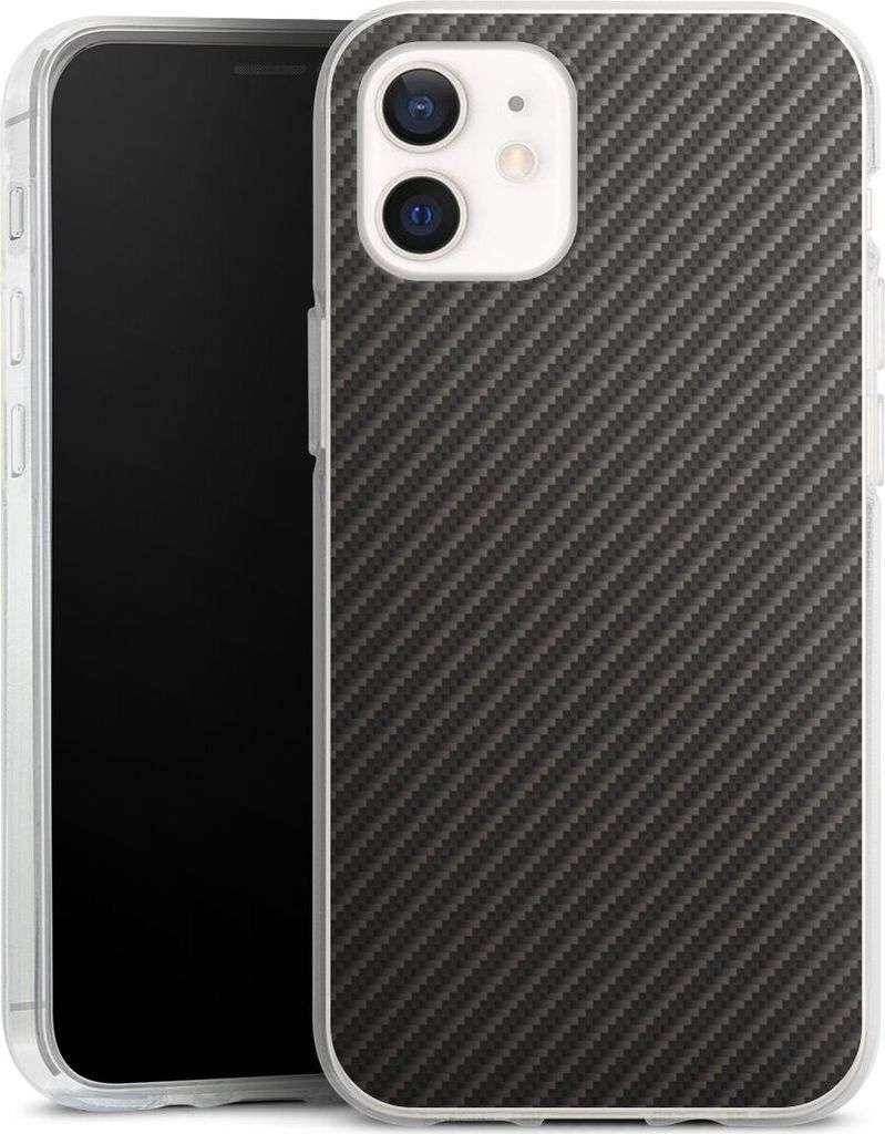 DeinDesign Handyhülle für Apple iPhone 12 Pro Silikon Hülle Case Smartphone Schutzhülle Carbon Metallic Look Muster