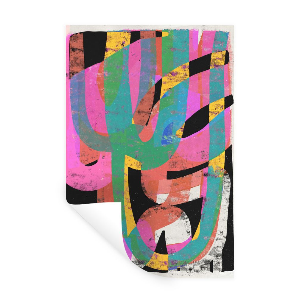 MuchoWow Wandtattoo Wandsticker Wandaufkleber Abstrakt - Farben - Rosa - Grün - Kunst 20x30 cm Selbstklebend und Repositionierbar - Sticker - De...